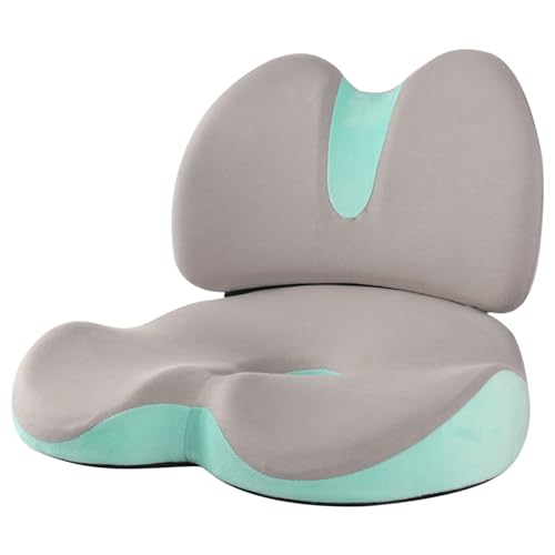 Office Chair Cushion, Lumbar Support Pillow for Tailbone, Sciatica, and Back Pain Relief - Memory Foam Seat Cushion for Car and Travel (Light Gray)