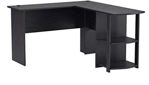 Ameriwood Home Dakota L-Shaped Desk with Bookshelves (Black Ebony Ash)
