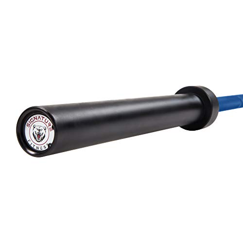 Signature Fitness Olympic Cerakote Barbell – for Home & Commercial Gyms, 190K PSI Tensile Strength Rated for up to 1,500-Pound Capacity, blue (SF-CKOB7-BLU)