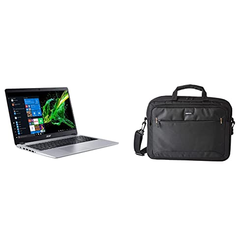 Acer Aspire 5 Slim Laptop, 15.6%22 Full HD IPS Display, AMD Ryzen 3 3200U, 4GB, 128GB SSD, Backlit Keyboard, Windows 10 & AmazonBasics 15.6-Inch Laptop Computer and Tablet Shoulder Bag Carrying Case