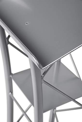 Displays2go Silver Aluminum & Steel Truss Curved Lectern with Built-in Shelf, 47" Tall