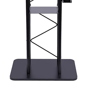 EESHHA Portable Black Stainless Steel Lectern Podium Pulpit Stand
