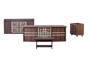 Casa Mare 87" Wood Office Furniture Set of 4pcs | Executive Desk, Rolling File Drawers, Storage Cabinet, Coffee Table