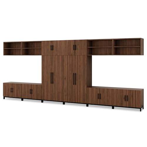 UPLIFTDESK MoPac Storage Wall 6 (Walnut) - Black Handles & Bases