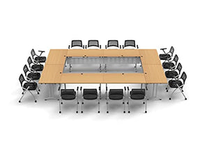 Team Tables 16 Person Beech Folding Training Tables Set with Chairs & Modesty Panels