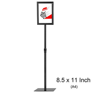 Sign Holder Adjustable Pedestal Poster Stand Heavy Duty Business Sign Stand Aluminum Snap Open Frame for Vertical and Horizontal View (8.5 x 11 Inch, 5 Pack)