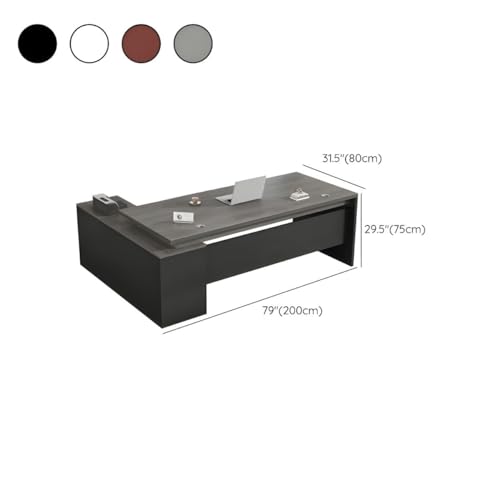 KWOKING Elegant Executive Desk with Reversible L-Shape Design - Black 78.7" L x 31.5" W x 29.5" H