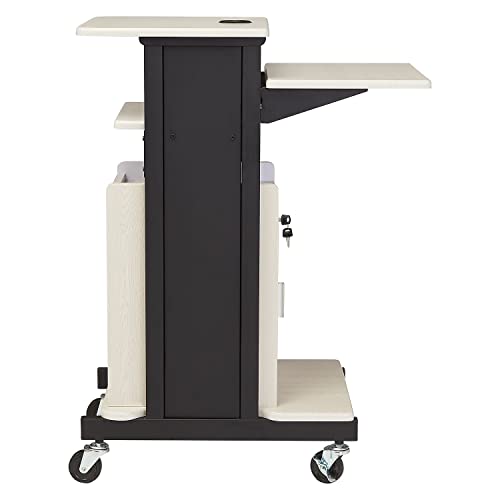 Oklahoma Sound Premium Plus Steel AV Presentation Cart with Storage Cabinet, Ivory/Black