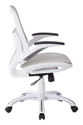 Office Star Ventilated Manager's Desk Chair with Breathable Mesh Seat and Back, White Base