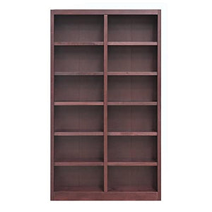 Home Square Double Wide Solid Wood 84" Bookcase, Set of 2, Cherry