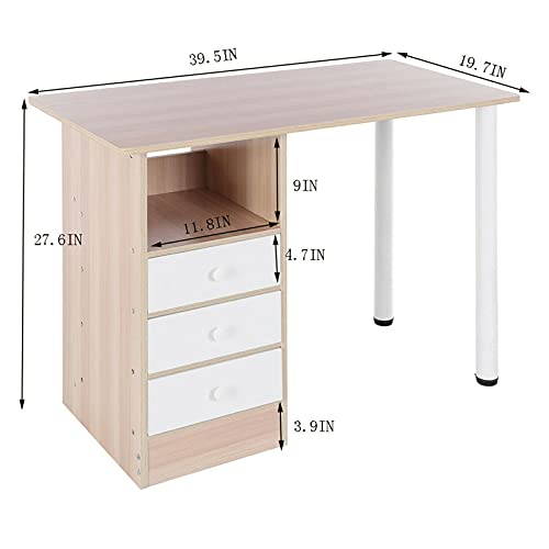 ADHW Computer Desk Laptop Study Table Workstation Home Office Furniture w/Drawer (Color : Brown)