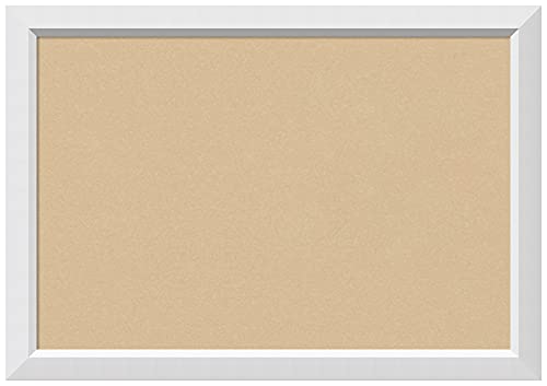 Tan Cork Board (40.00 x 28.00 in.), Blanco White Wood Frame - Bulletin Board, Organization Board, Pin Board - Large