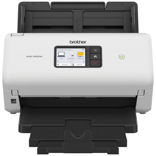 Brother ADS-3300W Wireless Desktop Scanner | 2.8-inch Touchscreen | 40ppm Scanning