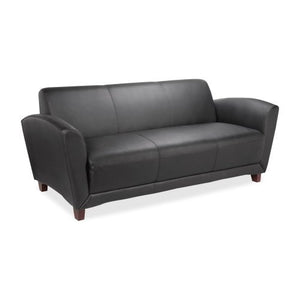 Lorell LLR68950 Leather Reception Sofa, 44" Height X 31" Width X 44" Length, Black
