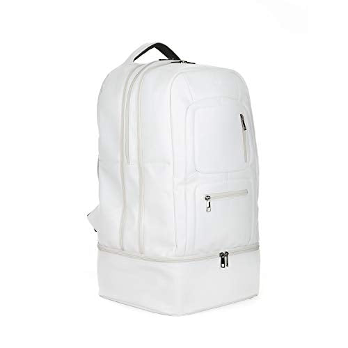 Sole Premise Leather Bag for Multi-functional Travel Carry-on with Shoe, Laptop and Clothes Compartments for Men & Women (White)
