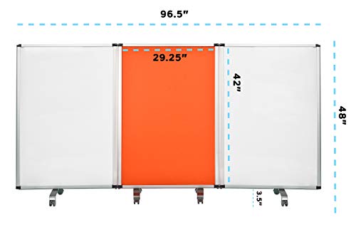 AdirOffice Double-Sided Whiteboard & Flannel Partition – 45”x32x - Mobile Writing and Display Room Dividers - Colorful Versatile Rolling Partition Perfect for Homes and Commercial Use (Red)