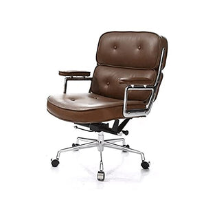 KJLY Leather Ergonomic Swivel Office Chair - Brown