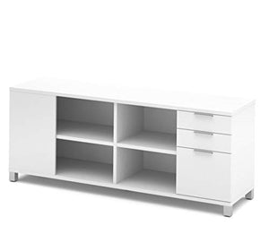 Bestar Pro-Linea 72W White Credenza with 3 Drawers