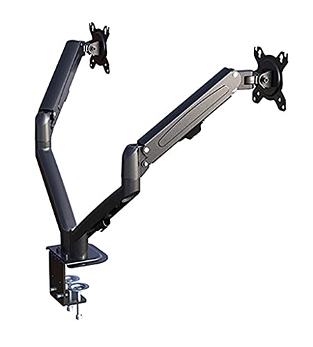 YFSDX Dual Monitor Holder Desktop Mount Bracket for 13 to 27 Inch LCD Screens Rotation & Tilt Gas Spring Arm Desk Stand Support
