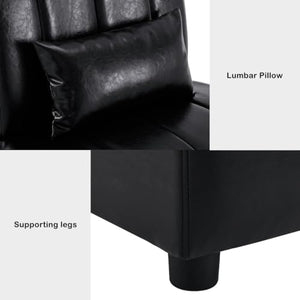 MCombo Accent Sofa Chair, Faux Leather Armless Modular Guest Reception Chair - Black