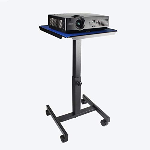 Mobile Projector and Laptop Stand, Rolling Cart with Tray - Heavy Duty, Height Adjustable Presentation Trolley for Projectors - Black