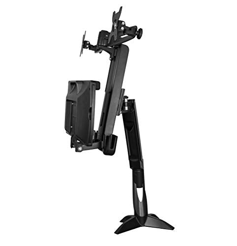 StarTech.com Sit Stand Dual Monitor Arm-Desk Mount Dual Computer Monitor Adjustable Standing Workstation for upto 24' Displays -VESA Ergonomic Stand Up Desk Converter w/Keyboard Tray(ARMSTSCP2),Black