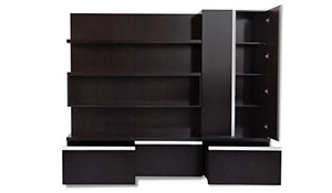 ZURI Carter Executive Modern Walnut Shelving Unit with File Drawers