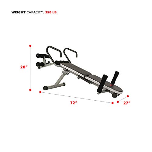 Sunny Health & Fitness Invert Extend N Go Back Stretcher Bench with 350lb High Weight Capacity and Adjustable Stretch and Height Settings , Black
