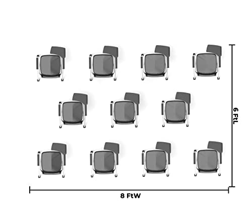 TEAMtime 11 Person Flip Table Student Chair Set - Model 2054, Black Color, Foldable for Compact Storage