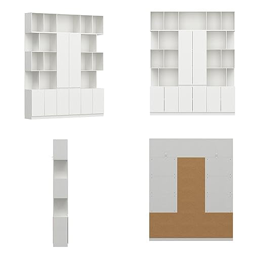 Homsee 70.9" Bookshelf Bookcase with 8 Doors & Storage Shelves, White