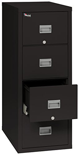 FireKing Patriot 4-Drawer Fireproof Vertical Filing Cabinet, 18" x 25", Black, Made in USA