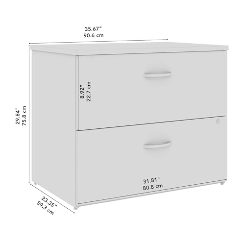 Bush Business Furniture Studio C 2 Drawer Lateral File Cabinet - Assembled, Locking, Natural Elm