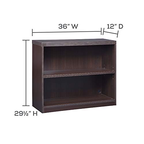 Mayline AB2S36LDC Aberdeen Bookcase, 2 Shelf, Mocha Tf