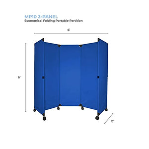 VERSARE Versare MP6 Portable Folding Wall Partition | Economical 3 Panel Room Divider On Wheels