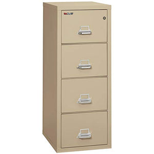 FireKing Fireproof Vertical File Cabinet, Letter, 4 Drawers, 31.5" D Parchment