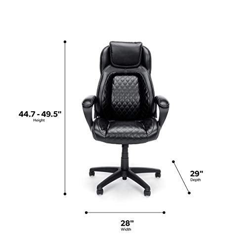 OFM ESS Collection Racing Style SofThread Leather High Back Office Chair, in Black (ESS-6060)