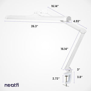 Neatfi LED Desk Lamp with Clamp, 3 Light Modes, Dimmable - 3,500 Lumens