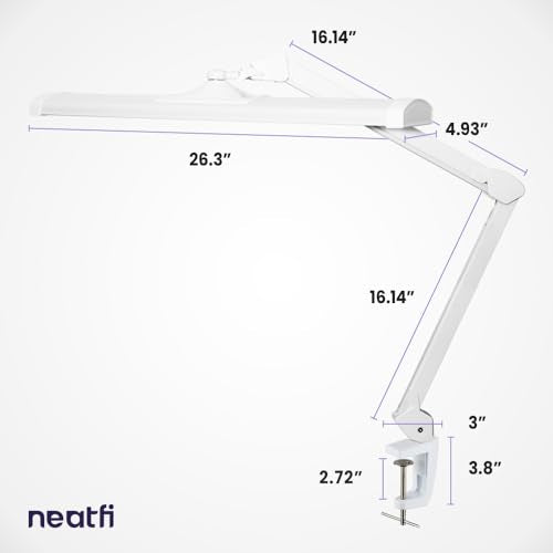 Neatfi LED Desk Lamp with Clamp, 3 Light Modes, Dimmable - 3,500 Lumens