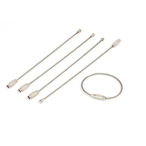 Aexit 1.5mmx120mm Stainless Home Office Furniture Steel Wire Rope Key Rings Luggage Tag Loops Home Office Furniture Sets Buckles 5pcs