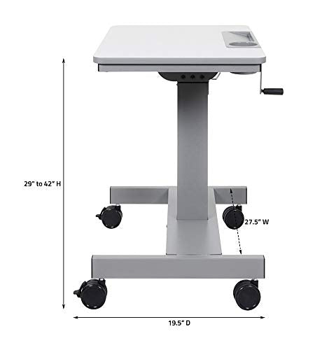 Offex Height Adjustable Student Sit Stand Desk with Crank Handle and Pencil, Water Bottle Holder - Light Gray/Medium Gray, Perfect for School, Classroom and Office