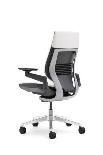 Steelcase Gesture Office Chair - Licorice Upholstered, Platinum Metallic Frame, High Seat, Hard Floor Casters
