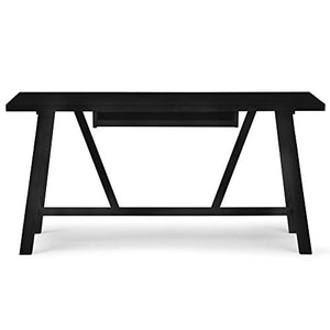 SIMPLIHOME Dylan SOLID WOOD Modern Industrial 60 inch Wide Home Office Desk, Writing Table, Workstation, Study Table Furniture in Black