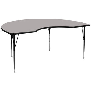 Flash Furniture 48''W x 96''L Kidney Grey HP Laminate Activity Table - Standard Height Adjustable Legs