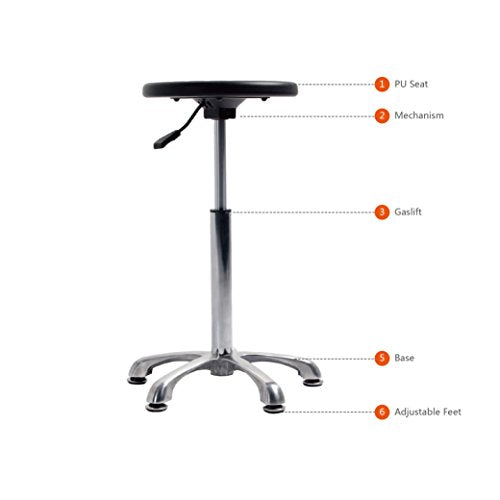 Retro Polyurethane Swivel Bar Chair Stool No Arm and Back for Office Medical Massage Spa Hairdresser Salon Use, 360 Degree Swivel, 500LBS Capacity, 21.26"-32.68" Seat Height