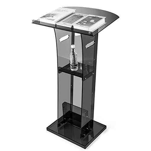 EESHHA Acrylic Lectern Podium - Matte Black Floor Standing
