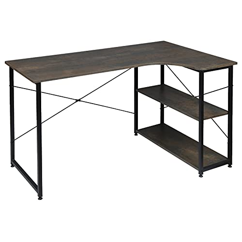 WSZMD 1PC Computer Desk Office Desk Workstation L-Shaped Study Writing Desk Computer PC Laptop Table Workstation Dining Gaming Table，Computer Desk (Color : Black and Rust)