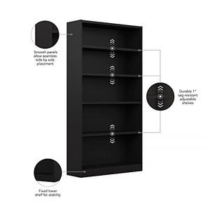 Bush Furniture Universal Tall 5 Shelf Bookcase in Black