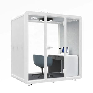 Ibuz.in Single Seater Indoor Office Meeting Booth with Computer Desk (White, 100w* 90d* 235h*)