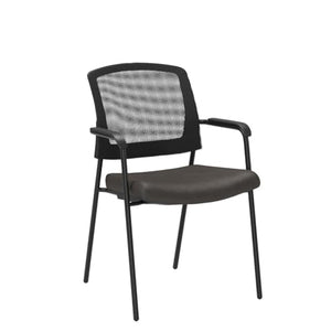 CLATINA Office Reception Guest Chair Mesh Back Stacking with Lumbar Support, Thickened Seat Cushion - Black 4 Pack