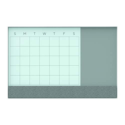 U Brands Magnetic Glass Dry Erase 3-in-1 Calendar Board, Only for use with HIGH Energy Magnets, 23 x 35 Inches, White Aluminum Frame (3197U00-01)